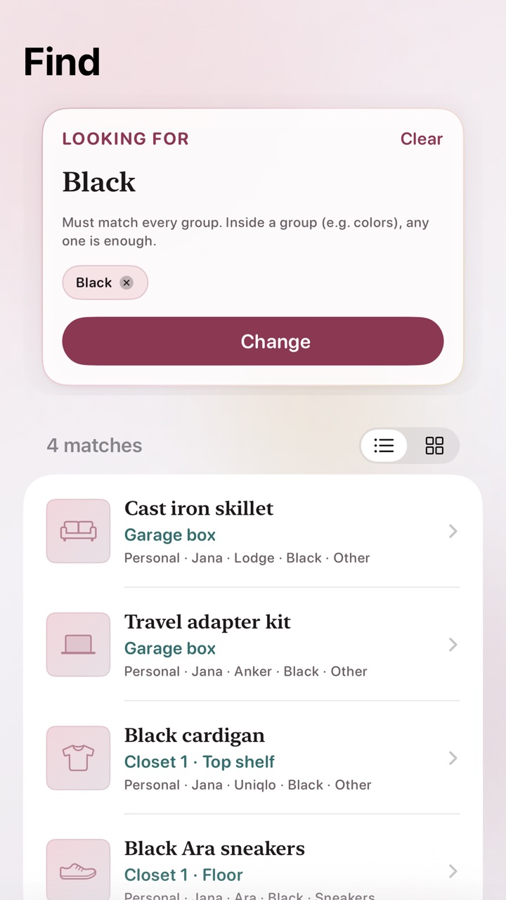 Search results in Nestlogue with a saved place